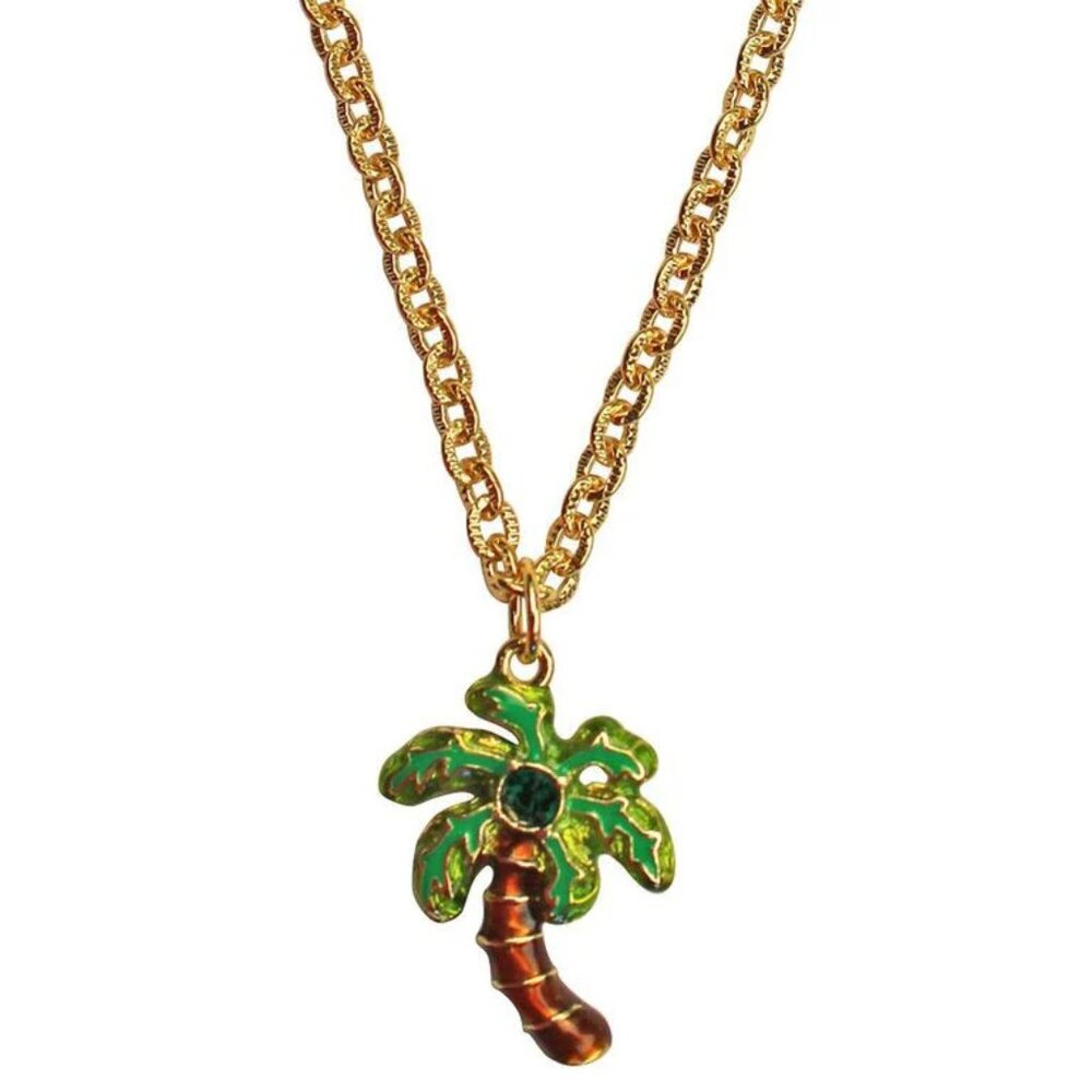 Ritzy Couture Royal Palms Two sided Charm Necklace for Women (Goldtone)